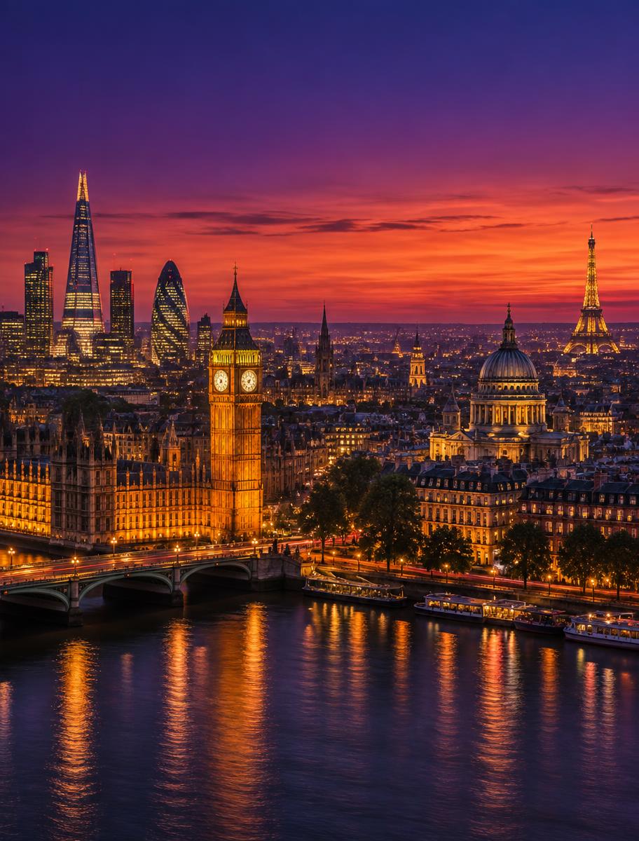 Europe skyline at dusk