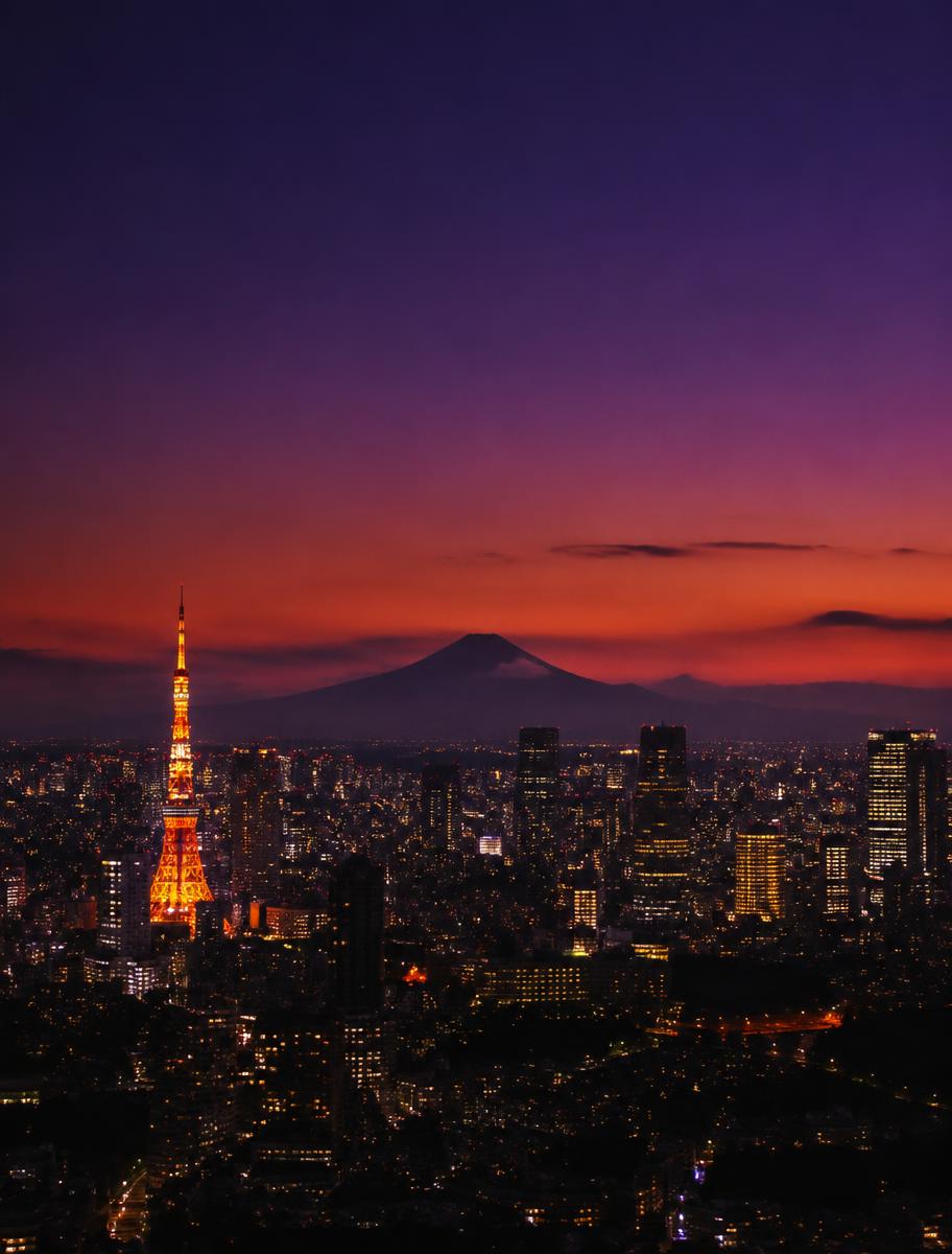 Japan skyline at dusk