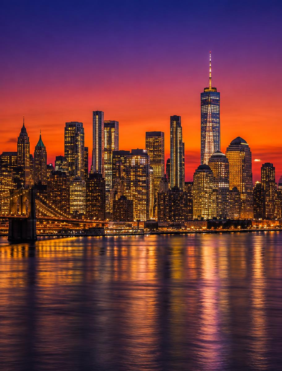 USA skyline at dusk